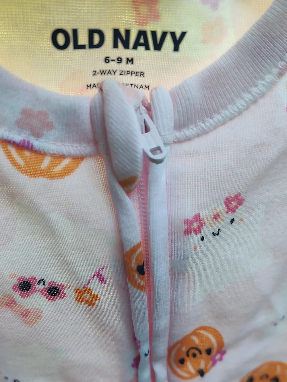 Old Navy Pink Pumpkin & Ghost Ruffle-Footed One-Piece 6-9M